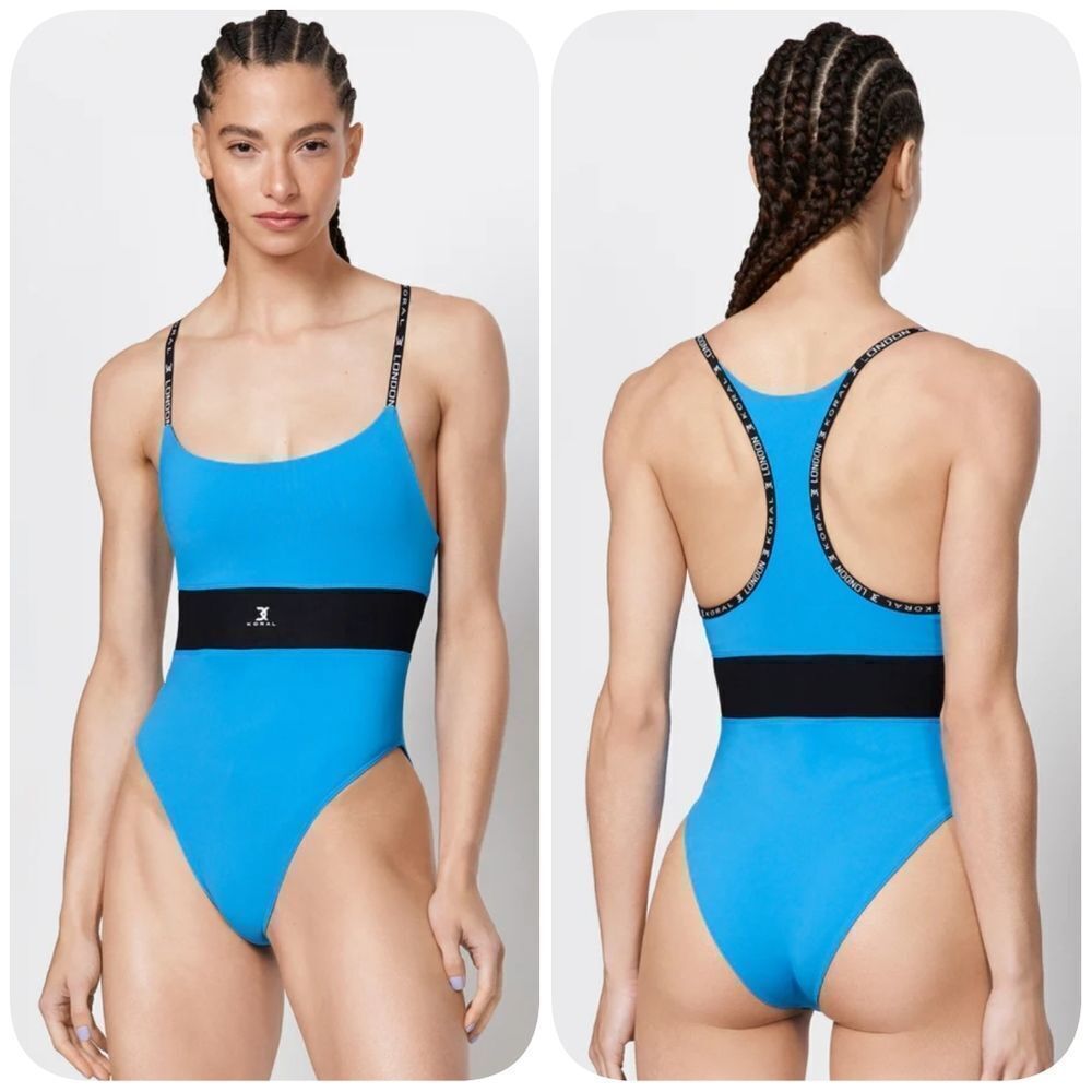 KORAL X David Koma Nova Blackout Bodysuit - Azul Brilliant/Black